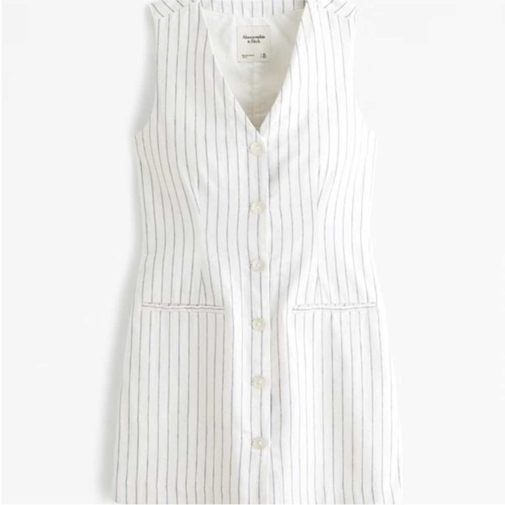 Abercrombie & Fitch White and Blue Mini Dress NEVER WORN